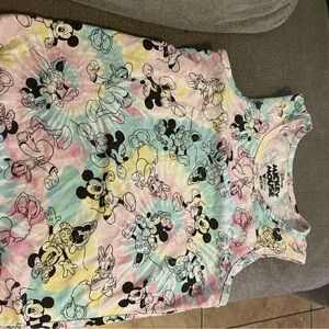 Disney Pink and Blue Tank Top Floral Design